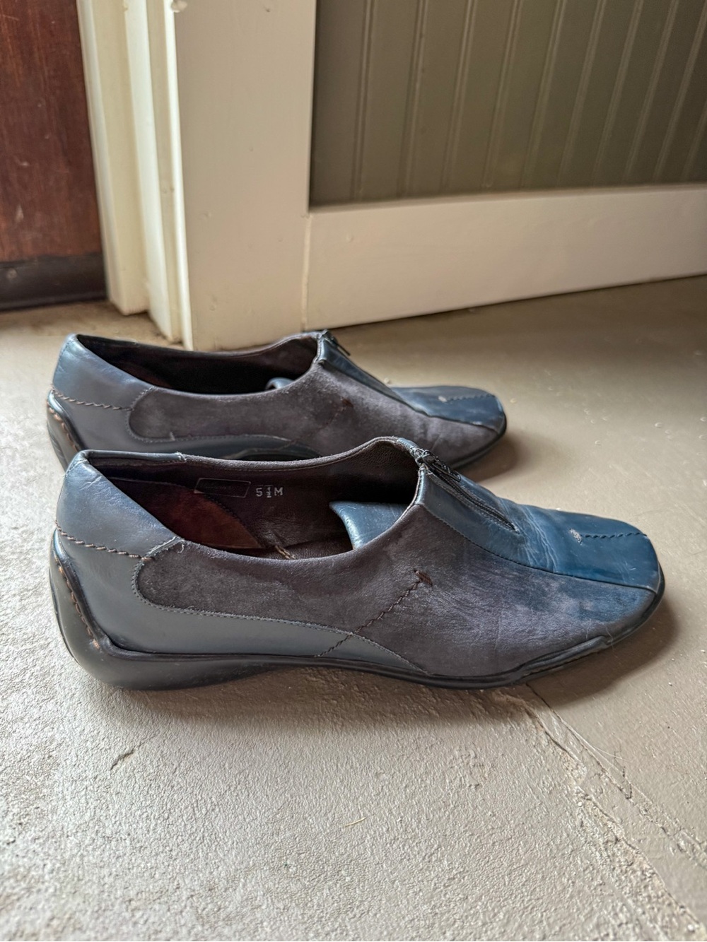 Sesto Meucci Leather Zip Slip On Comfort Shoes 5.5